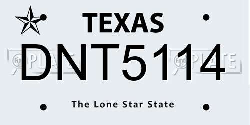 DNT5114 Texas License Plate