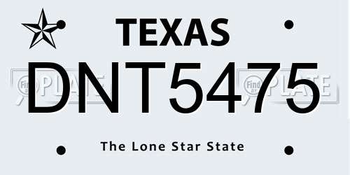 DNT5475 Texas License Plate