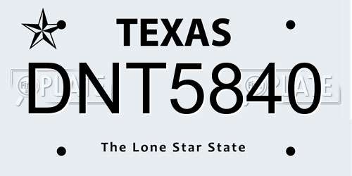 DNT5840 Texas License Plate