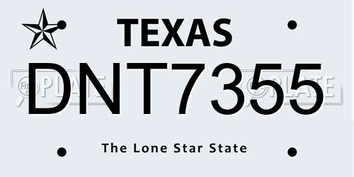 DNT7355 Texas License Plate