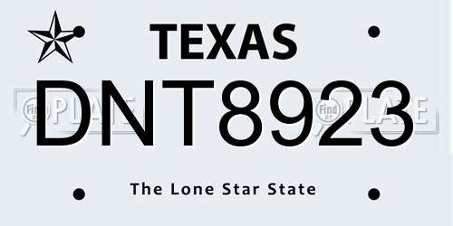 DNT8923 Texas License Plate