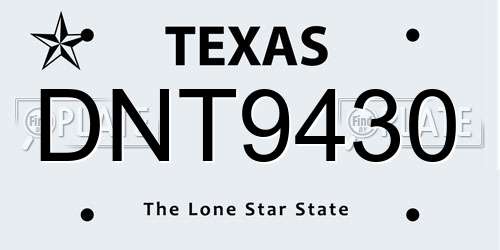 DNT9430 Texas License Plate