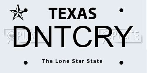DNTCRY Texas License Plate