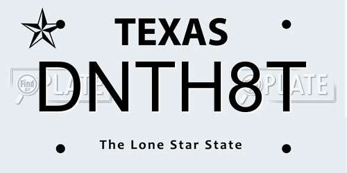 DNTH8T Texas License Plate