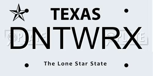 DNTWRX Texas License Plate