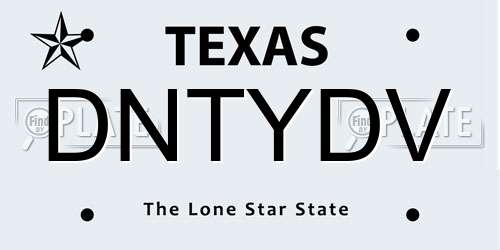 DNTYDV Texas License Plate