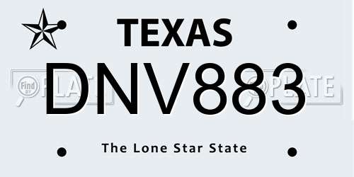 DNV883 Texas License Plate