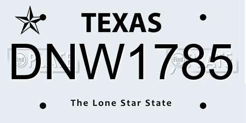 DNW1785 Texas License Plate