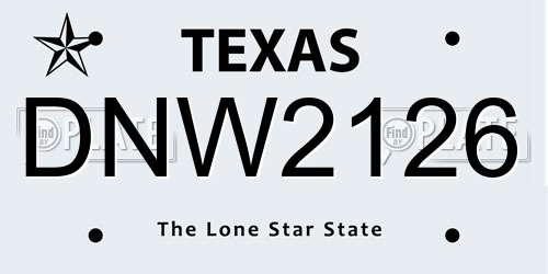 DNW2126 Texas License Plate