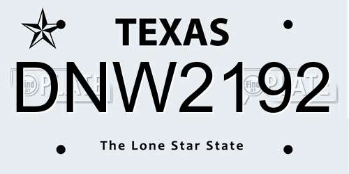 DNW2192 Texas License Plate