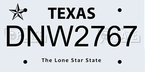 DNW2767 Texas License Plate