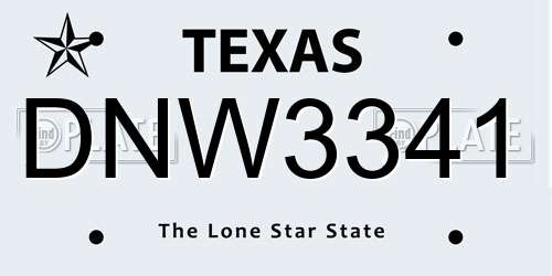 DNW3341 Texas License Plate