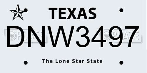 DNW3497 Texas License Plate