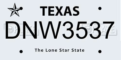 DNW3537 Texas License Plate