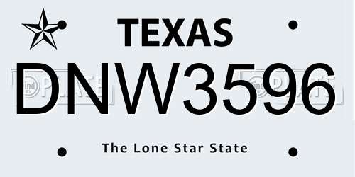 DNW3596 Texas License Plate