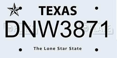 DNW3871 Texas License Plate