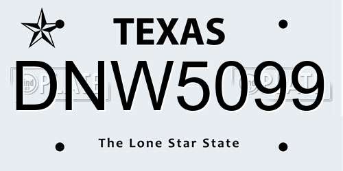 DNW5099 Texas License Plate