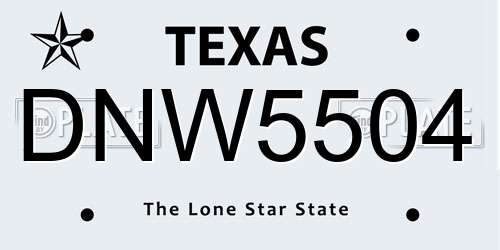 DNW5504 Texas License Plate