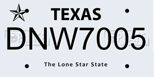 DNW7005 Texas License Plate