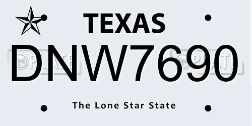 DNW7690 Texas License Plate