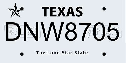 DNW8705 Texas License Plate