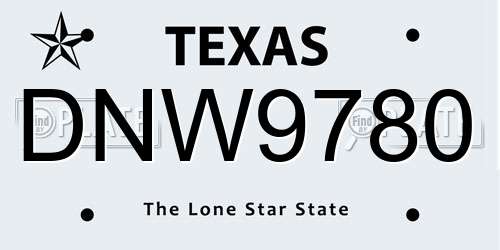 DNW9780 Texas License Plate
