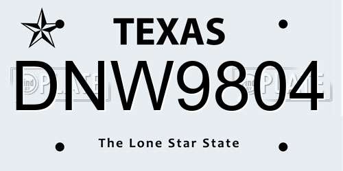 DNW9804 Texas License Plate