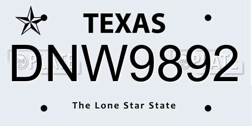 DNW9892 Texas License Plate