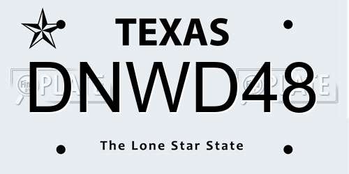 DNWD48 Texas License Plate