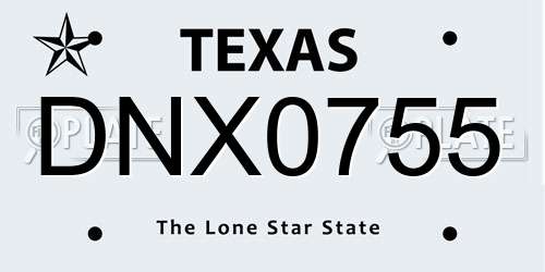 DNX0755 Texas License Plate
