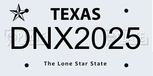 DNX2025 Texas License Plate