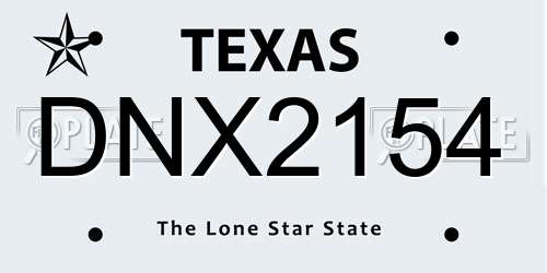 DNX2154 Texas License Plate