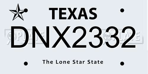 DNX2332 Texas License Plate