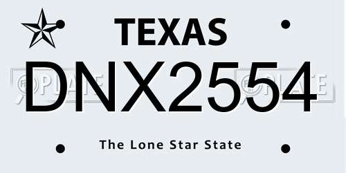 DNX2554 Texas License Plate