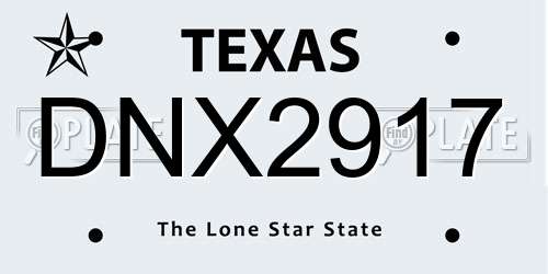 DNX2917 Texas License Plate