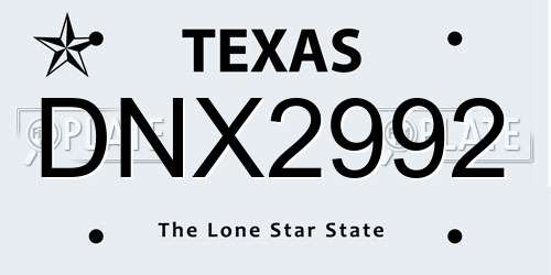 DNX2992 Texas License Plate
