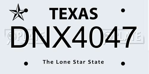 DNX4047 Texas License Plate