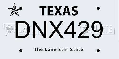 DNX429 Texas License Plate