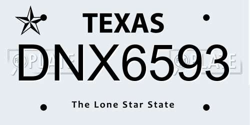 DNX6593 Texas License Plate