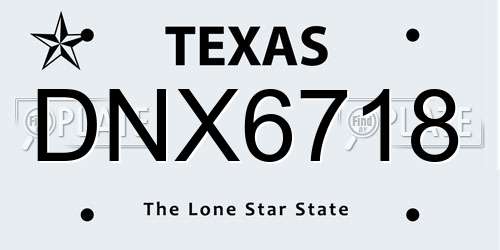 DNX6718 Texas License Plate