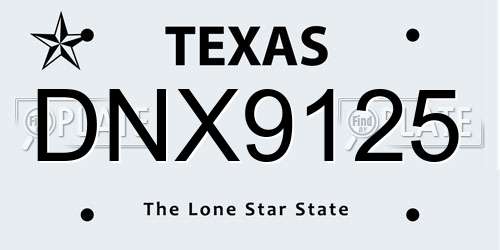 DNX9125 Texas License Plate