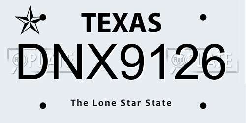 DNX9126 Texas License Plate