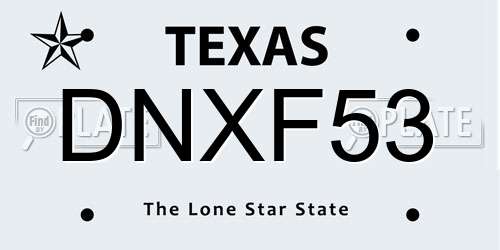 DNXF53 Texas License Plate