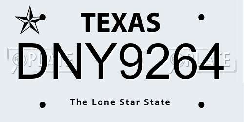 DNY9264 Texas License Plate