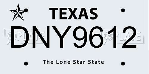 DNY9612 Texas License Plate