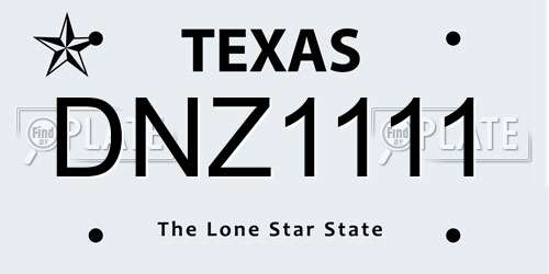 DNZ1111 Texas License Plate