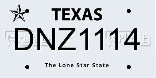 DNZ1114 Texas License Plate