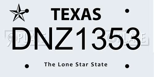 DNZ1353 Texas License Plate