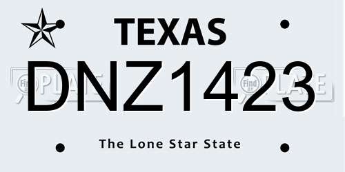 DNZ1423 Texas License Plate