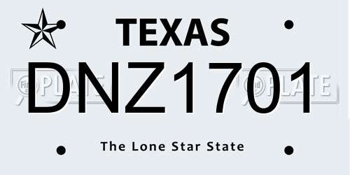 DNZ1701 Texas License Plate